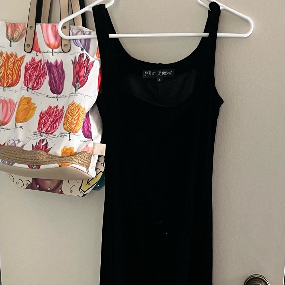 Betsey Johnson crushed velvet black jumpsuit L large